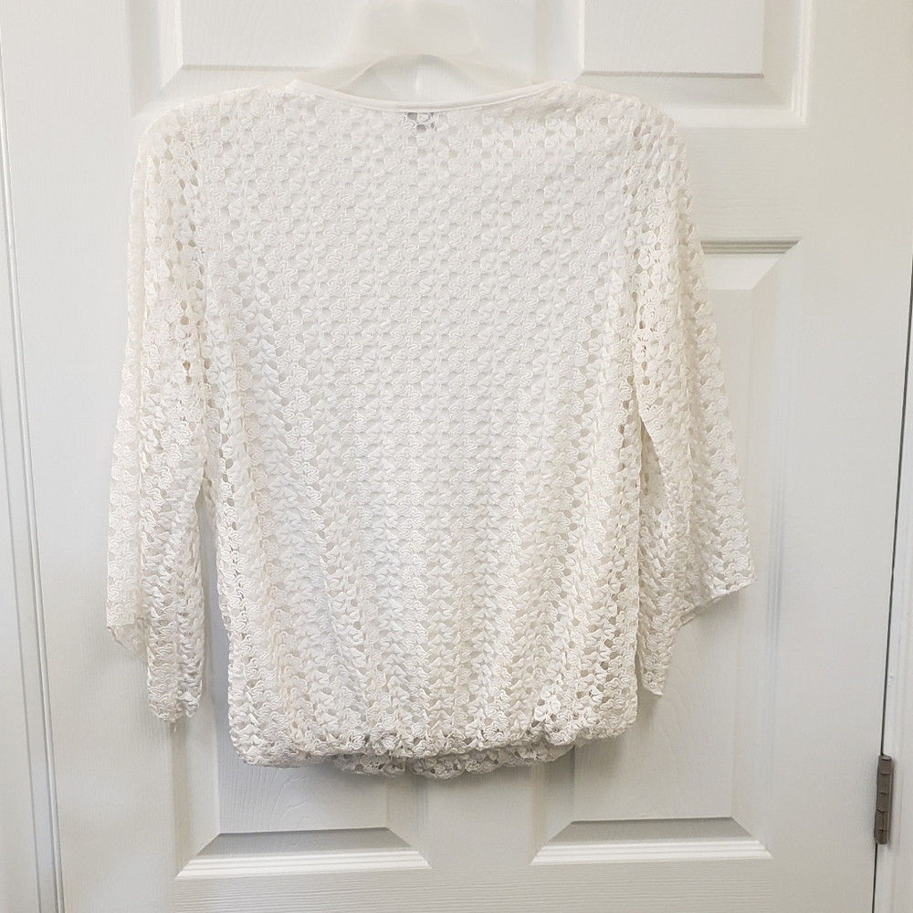 Karen Hart, white lined, bell sleeve, pull over, lightweight blouse, top, LG - Picture 6 of 8